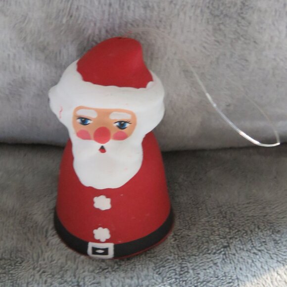 Vintage Ceramic Clay Hand Painted Santa Bell Christmas Collectible Ornament - Picture 10 of 10